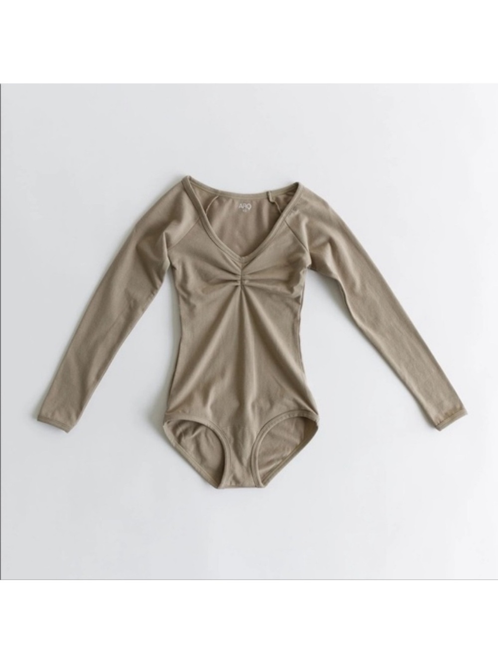 ARQ Paloma Leo Long Sleeve Bodysuit In Taupe Organic Cotton XS